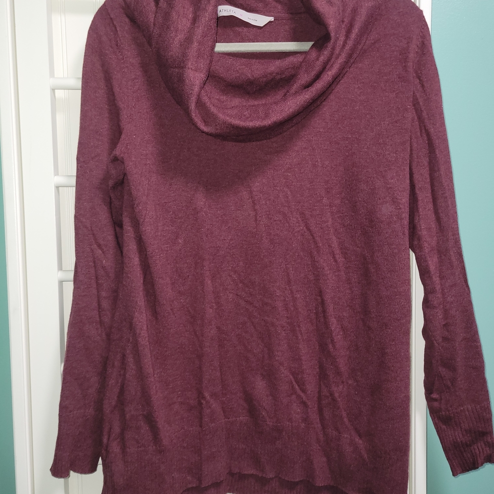 Athleta Ashland Wool Blend Cowl Neck Sweater In Burgundy Sz M